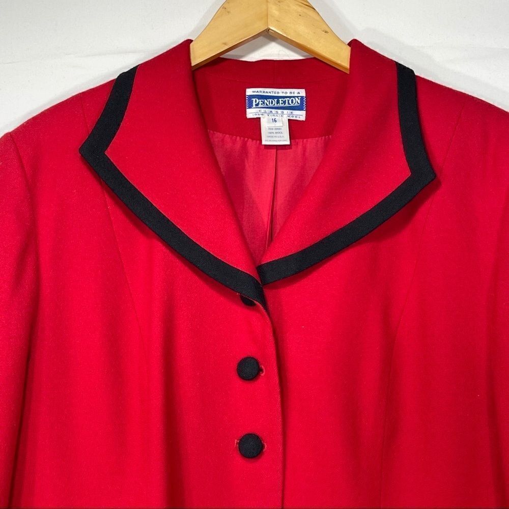 Pendleton Vinyage Red Wool Button Down Suit Blazer - image 4
